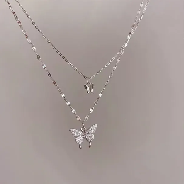 Hot Sales Korean Version Acrylic Pendant for Women Gold Color Butterfly Necklace Simple Elegant Jewelry Wholesale_ipsvogv.com