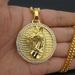 Hip Hop Jewelry 316 Stainless Steel Gold-Plated Diamond-Inlaid Round Horse Head Pendant_ipsvogv.com