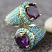 hot selling jewelry S shaped fashion simple inlaid purple ring brand new copper gold ring_ipsvogv.com