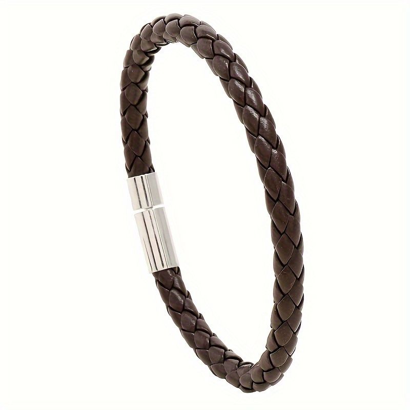 New Style Personality Simple Leather Woven Alloy Magnetic Buckle Men's Bracelet Jewelry_ipsvogv.com
