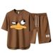Men's Clothing 2024 Waffle Casual Summer Suit Men's Loose Teen Short sleeved T shirt Shorts Handsome Two piece Suit_ipsvogv.com