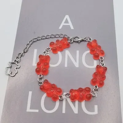 Link Bracelets Cute Gummy Bears Bracelet Stainless Steel Chain Pendant Charms For Women Men Wrist Ankle Jewelry Girls_ipsvogv.com