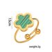 Titanium Steel Grass Lucky Five Leaf Flower Live Ring_ipsvogv.com