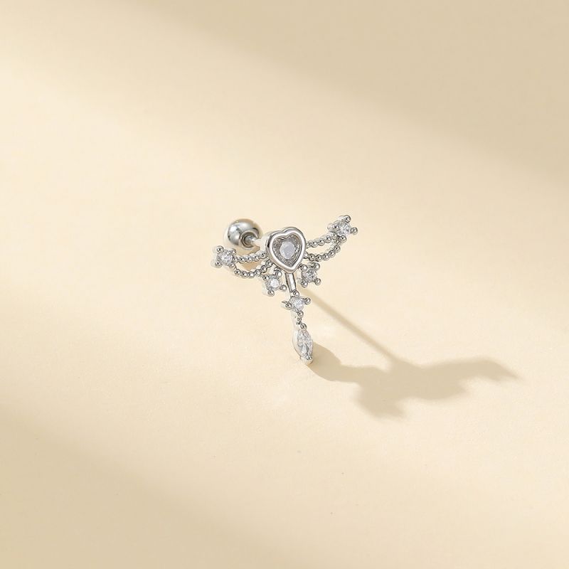 1 Piece Ear Cartilage Rings & Studs Luxurious Romantic Cross Copper Inlay Zircon KC Electrophoresis White Ear Cartilage Rings & Studs_ipsvogv.com