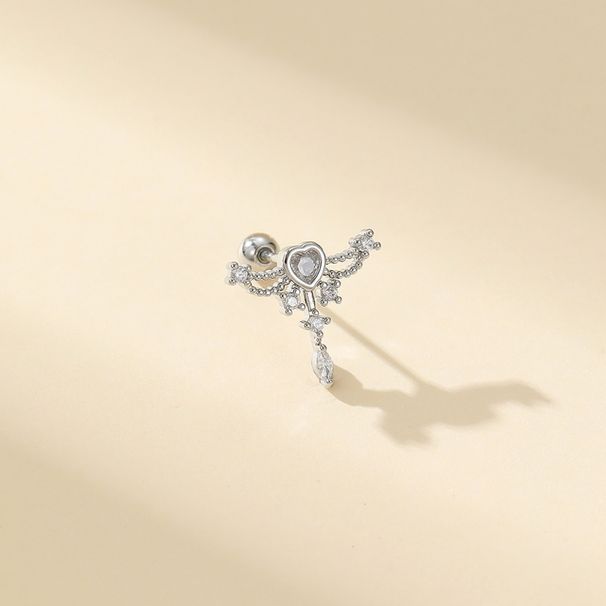 1 Piece Ear Cartilage Rings & Studs Luxurious Romantic Cross Copper Inlay Zircon KC Electrophoresis White Ear Cartilage Rings & Studs_ipsvogv.com