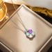 Titanium Steel Colorful Four Leaf Grass Accessories New Product Women's Versatile Collar Chain Zircon Necklace_ipsvogv.com