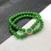 Vintage Green Jadeite Round Bead Double Layer Bracelet For Women_ipsvogv.com