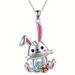 Cute Cartoon Pink Rabbit Pendant Simple Sweet Girl Small Animal Accessories Easter Necklace Gift_ipsvogv.com