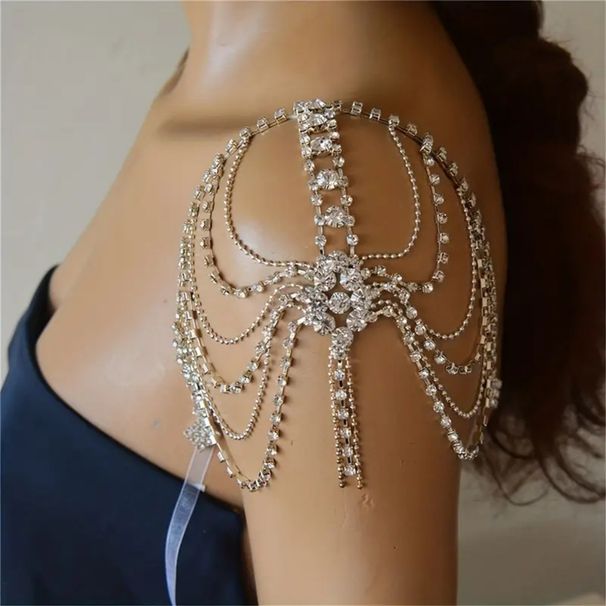 Hot selling multi layer rhinestone tassel shoulder chain women's wedding party crystal shawl body chain_ipsvogv.com