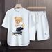 Men's Clothing 2024 Waffle Casual Summer Suit Men's Loose Teen Short sleeved T shirt Shorts Handsome Two piece Suit_ipsvogv.com