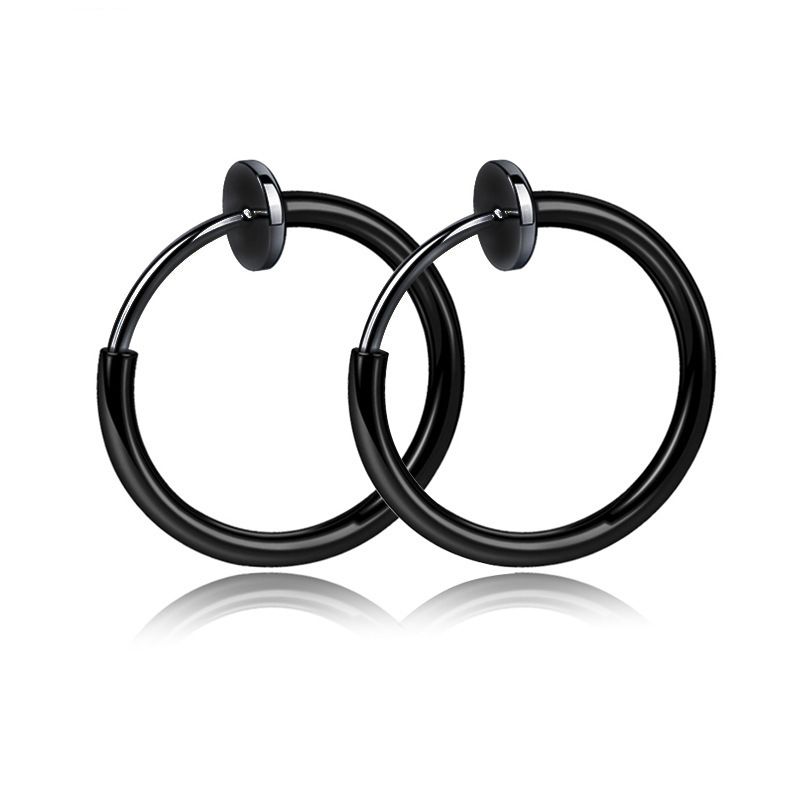 Titanium steel earrings are not easy to match with jewelry. Round wire earrings without pierced ears. Stainless steel earrings spring clips_ipsvogv.com