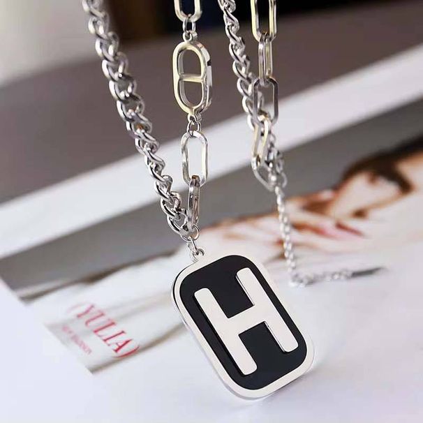 Alphabet necklace female alloy non-fading long sweater chain fashion personality net red autumn and winter 100 matching ornaments_ipsvogv.com