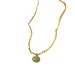 Fashion Jewelry Dongling Jade Round Pendant Figaro Stainless Steel Necklace With Gold Plated Collar Chain For Women_ipsvogv.com