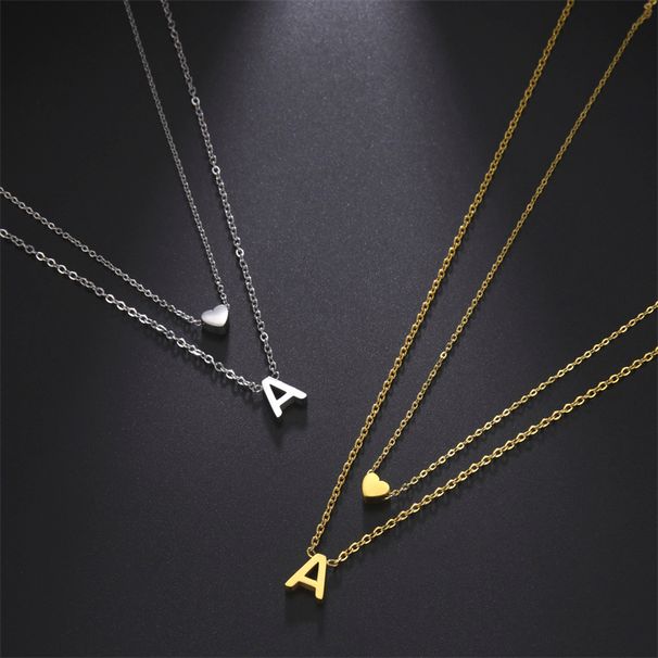 Hot Sales Fashion Tiny Heart Initial Gold Sier Color Multilayer Letter Choker Necklace For Women Charm Pendant Jewelry Gift_ipsvogv.com