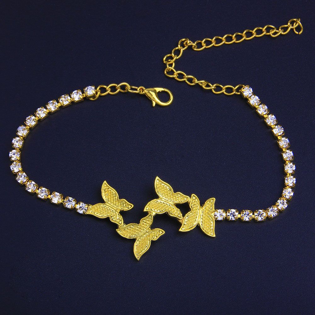 Fashion simple diamond butterfly Anklet innovation combined with hip hop rhinestone Anklet jewelry Anklet_ipsvogv.com