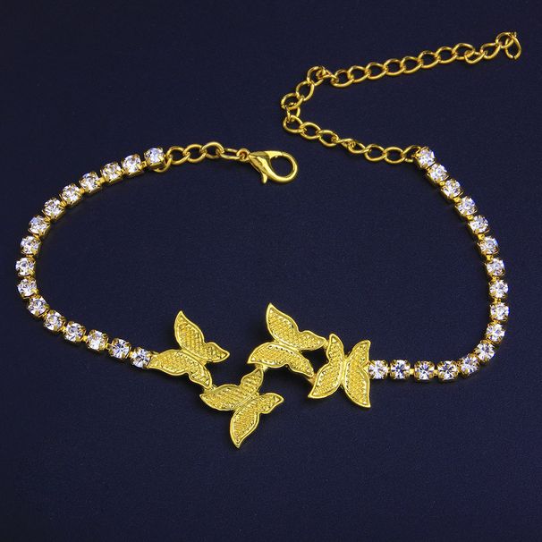 Fashion simple diamond butterfly Anklet innovation combined with hip hop rhinestone Anklet jewelry Anklet_ipsvogv.com