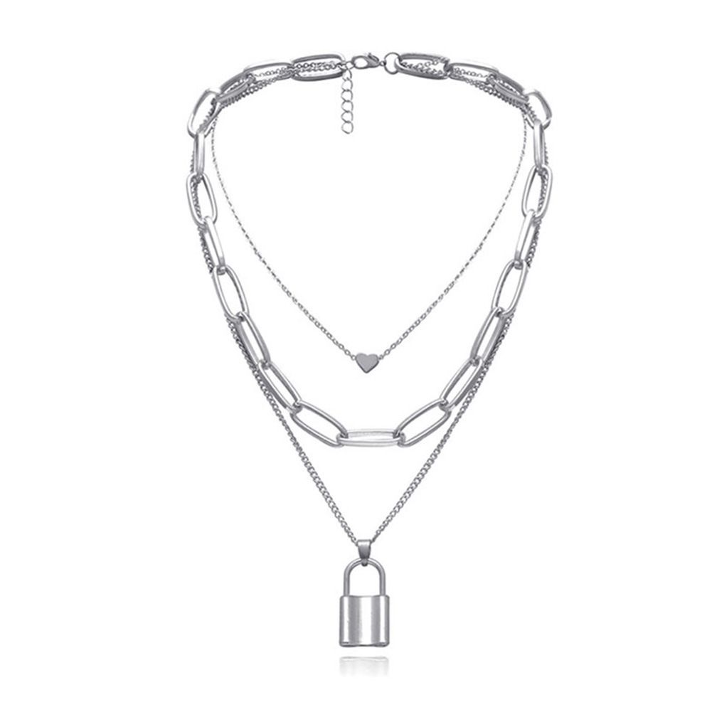 Women's Heart Retro Necklace Personality Multi Layer Alloy Necklace Creative Necklace Female_ipsvogv.com