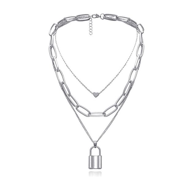 Women's Heart Retro Necklace Personality Multi Layer Alloy Necklace Creative Necklace Female_ipsvogv.com