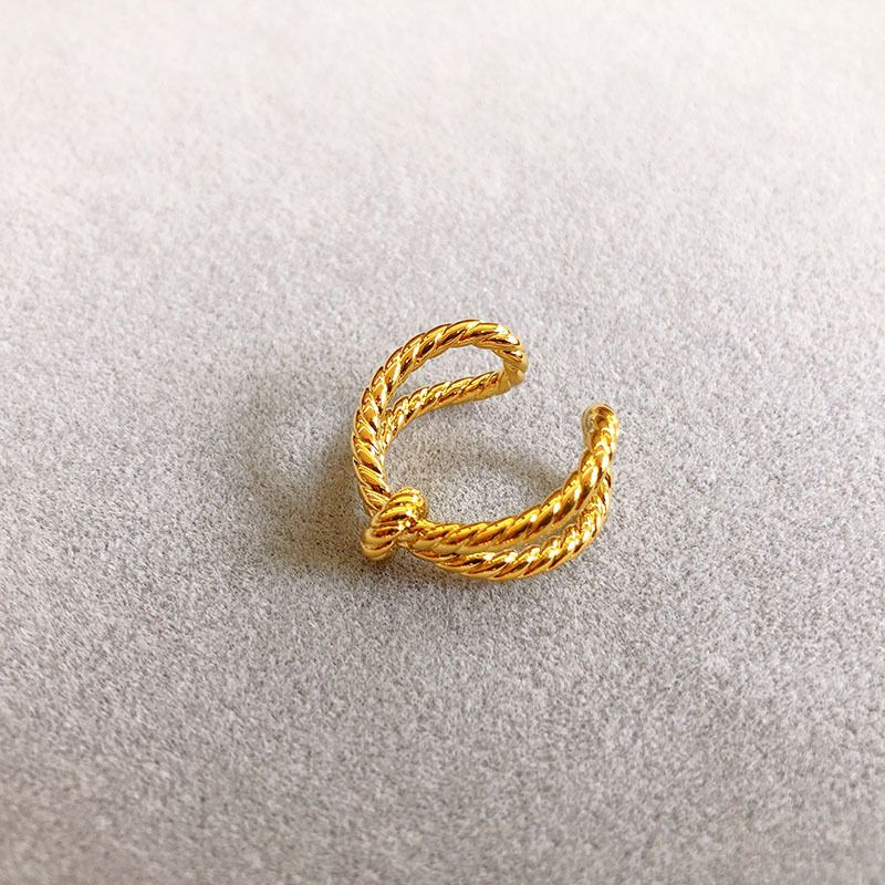 New Real Plated Gold Bamboo Knot Open Female Ins Exaggerated Personality Male Finger Ring_ipsvogv.com