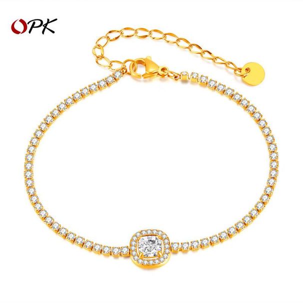 Women's Jewelry Temperament Niche High End Ladies Bracelet Ins Stainless Steel Super Flash Full Diamond Square Zircon Hand Jewelry_ipsvogv.com