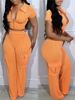 Women's new spring and summer new fashion zipper tops multi-pocket trousers casual solid color suits_ipsvogv.com
