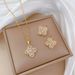 【 Titanium Steel 】 Necklace Earring Light Luxury Full Diamond Four Leaf Flower Zircon Personalized Temperament Banquet_ipsvogv.com