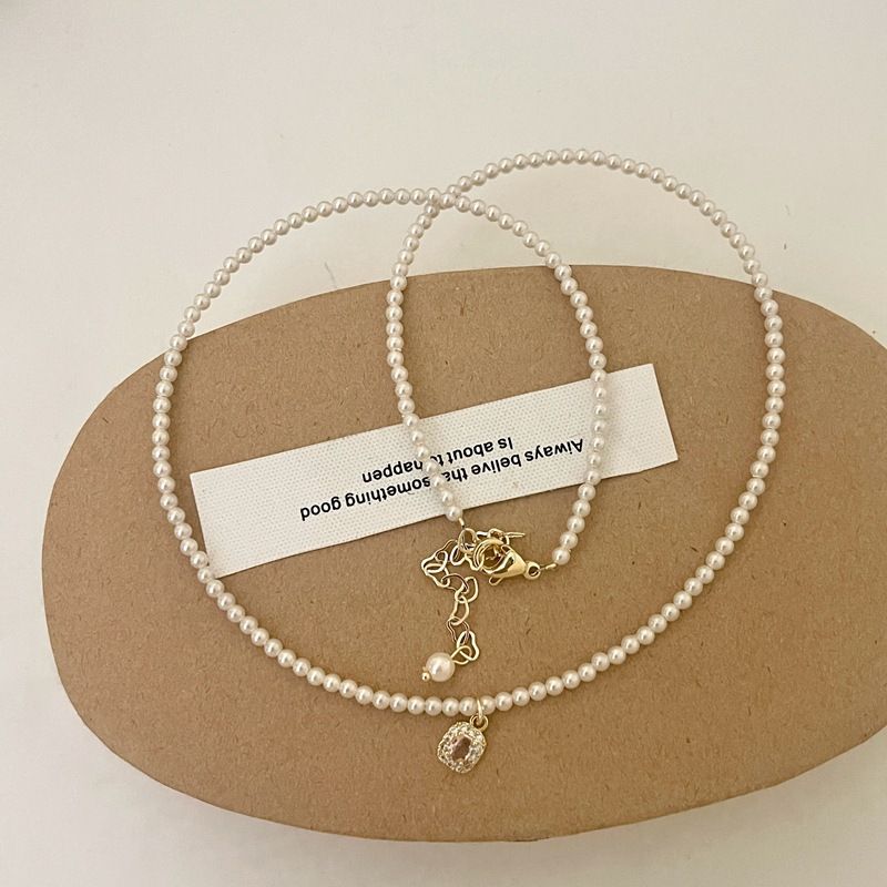 Light Luxury French Pearl Zircon Women's Niche Design, Internet Famous Necklace, Versatile And High-end Collarbone Chain_ipsvogv.com