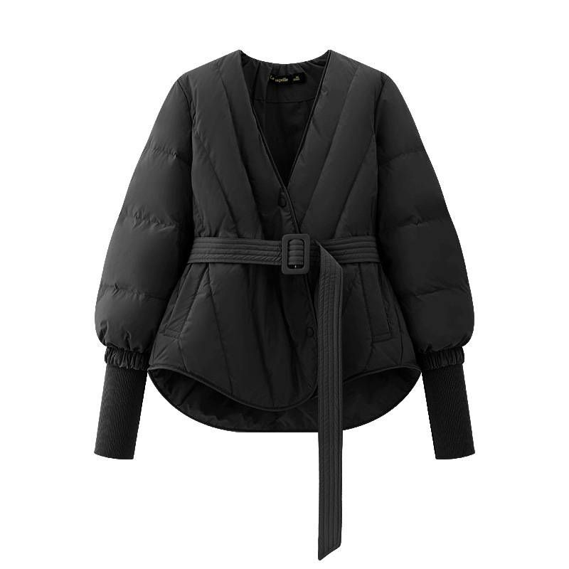 Women's Clothing V neck winter coats jacket for women mid length waist tie fashion single breasted winter coats trend_ipsvogv.com
