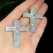 Men's Fashion Cross Pendant Necklace With Love Heart & Zircon, 61cm Silver Chain, Trendy Hip Hop Jewelry Cross Love Zircon Pendant Fashion Necklace_ipsvogv.com