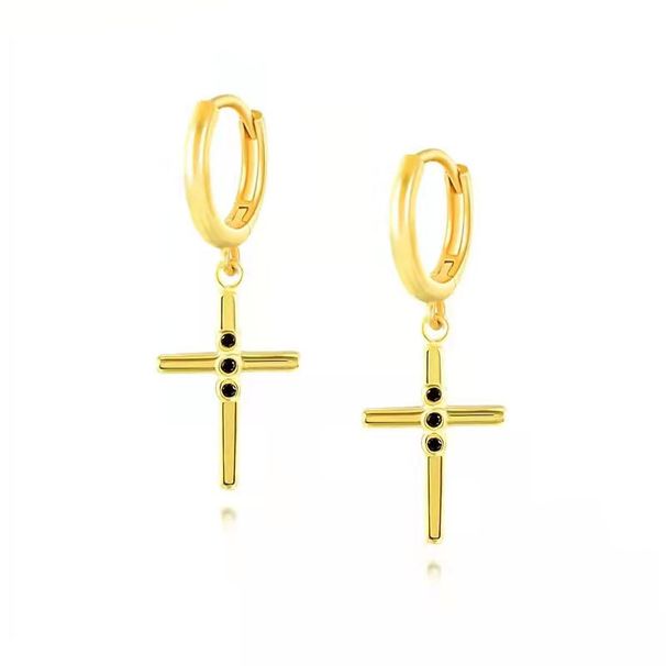 Women's Jewelry S925 Silver Needle Geometric Cross Ear Buckle Diamond Trendy Ear Hoop Earrings_ipsvogv.com
