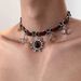 Unisex Maillard Brown Blazing Sun Star Necklace Men And Women Niche Design Retro Hot Girl Leather Stitching Necklace Trend_ipsvogv.com