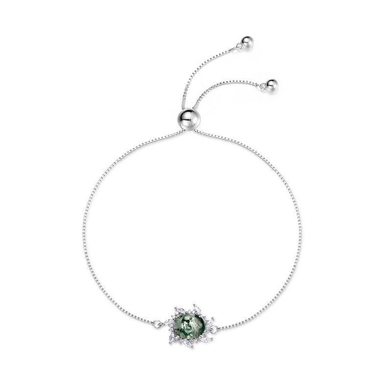 new S925 Silver Bracelet For Women, Green Moss Stone, Water Grass, Agate Hand Jewelry, Exquisite Fashion, Retro_ipsvogv.com