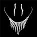 Diamond Tassel Bridal Jewelry Set - Necklace & Earrings (Wedding Dinner Gift For Women, Elegant Water Diamond Design)_ipsvogv.com
