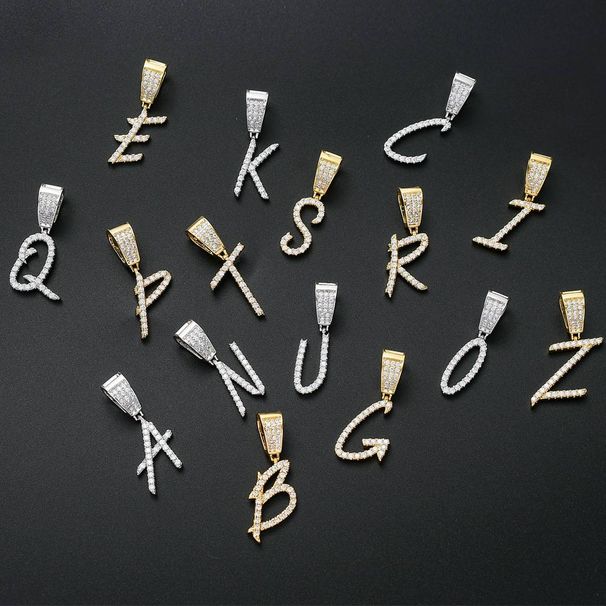 Pendants & Charms Necklace Men's English Cursive Letter Pendant 26 English Letter Hip Hop Necklace DIY Splicing Set_ipsvogv.com