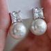 Cao Shi Large Diameter Pearl Fashionable and Minimalist Style Square Diamond Earrings_ipsvogv.com