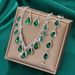Women’s Jewelry Set Fashion High End Luxury Super Shiny Full Diamond Pearl Necklace Earrings Set Bridal Jewelry Three Piece Wedding Dress Accessories_ipsvogv.com