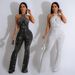Women's solid color hot diamond sleeveless halterneck trousers jumpsuit_ipsvogv.com