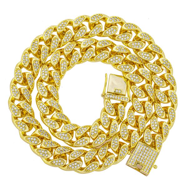 Hip Hop Gold Silver Copper Micro Paved Zircon Cuban Necklace Men's Jewelry_ipsvogv.com