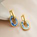 Women’s Jewelry Set Fashion Fashion Personality Ethnic Style Gold Blue And White Porcelain Earrings New Style Oil Drip Enamel Ceramic Ear Buckles_ipsvogv.com