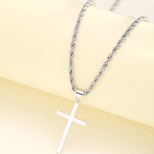 Unisex Twist Hip Hop Trendy Chain Chain Cross Pendant Men's Necklace_ipsvogv.com