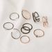Bohemian Creative Geometry Tri Color Mixed Full Diamond Arrow Heart Star 10 Piece Combination Ring Set_ipsvogv.com
