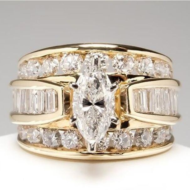 Copper Set Zircon Women's Ring Popular Fashion Engagement Handicrafts_ipsvogv.com