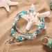 Hot Selling New Turtle Pendant Sea Star Turquoise Double Layer Beach Anklet_ipsvogv.com
