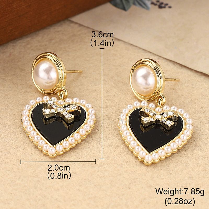 Pearl Heart Earrings Light Luxury High End New Summer Versatile Niche Bow Earrings Tassel Earrings For Women_ipsvogv.com
