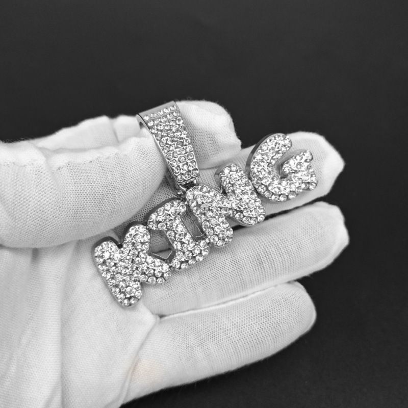 Rap Singer Same Letter KING Geometric Full Diamond Hip Hop Pendant Necklace_ipsvogv.com