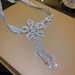 Super Shiny Full Diamond High-End Necklace For Women, Adjustable Flower Tassel Luxurious Choker With Bowknot Ribbon Neck_ipsvogv.com