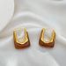 Brass Gold-Plated U-Shaped Amber Melad High-End Sense National Style Niche Design Minimalist Earrings_ipsvogv.com