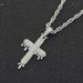 Hot selling new men's necklace with diamond inlaid three-dimensional water droplet shaped cross accessory pendant_ipsvogv.com