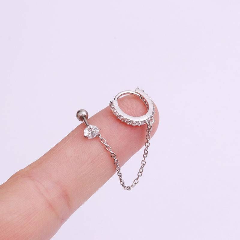 Ear Cartilage Rings & Studs Geometric 316 Stainless Steel Copper Inlaid Zircon_ipsvogv.com