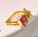 Three Heroes Simulated Zircon Princess Square Diamond Ring With Geometric Plating_ipsvogv.com